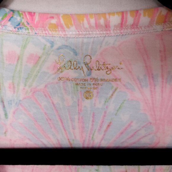 Lilly Pulitzer Michele V-Neck T-Shirt Size XS Top Oh Shello Shells Old Money - Picture 7 of 10